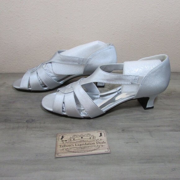 Easy Street Alive 5 Women's 9 Essie Dress Sandals Silver 31-0717 - Picture 1 of 5